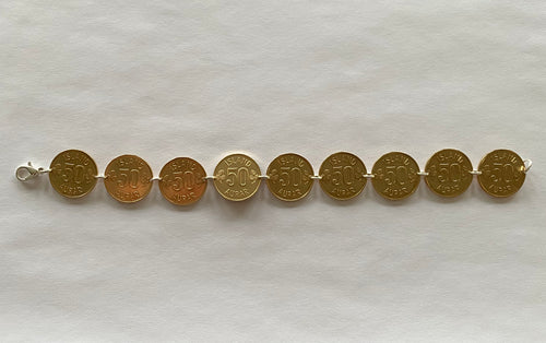 Armband úr íslenskum 50 aurum - Slétt mynt