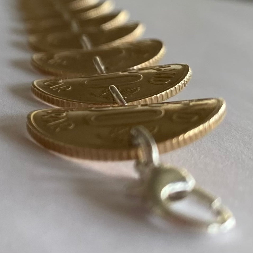 Armband úr íslenskum 50 aurum - Kúpt mynt