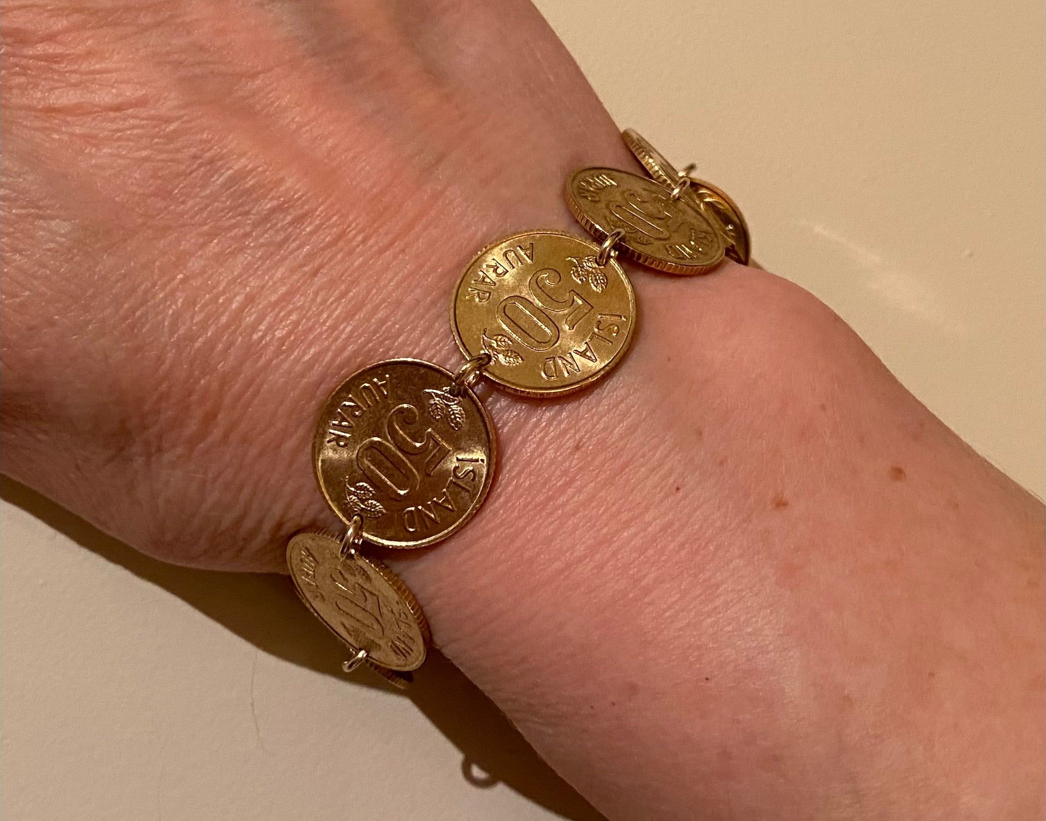 Armband úr íslenskum 50 aurum - Slétt mynt