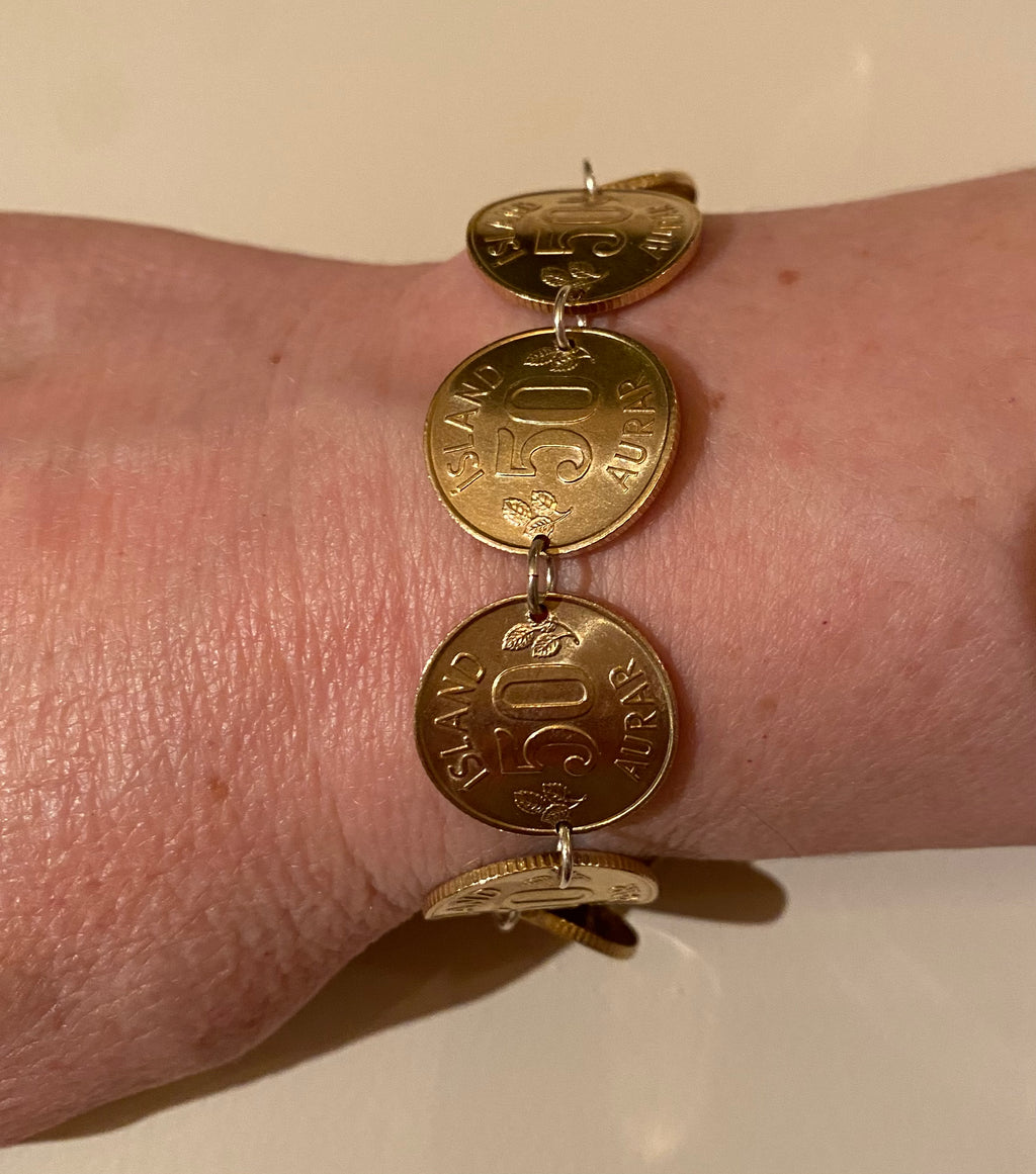 Armband úr íslenskum 50 aurum - Kúpt mynt